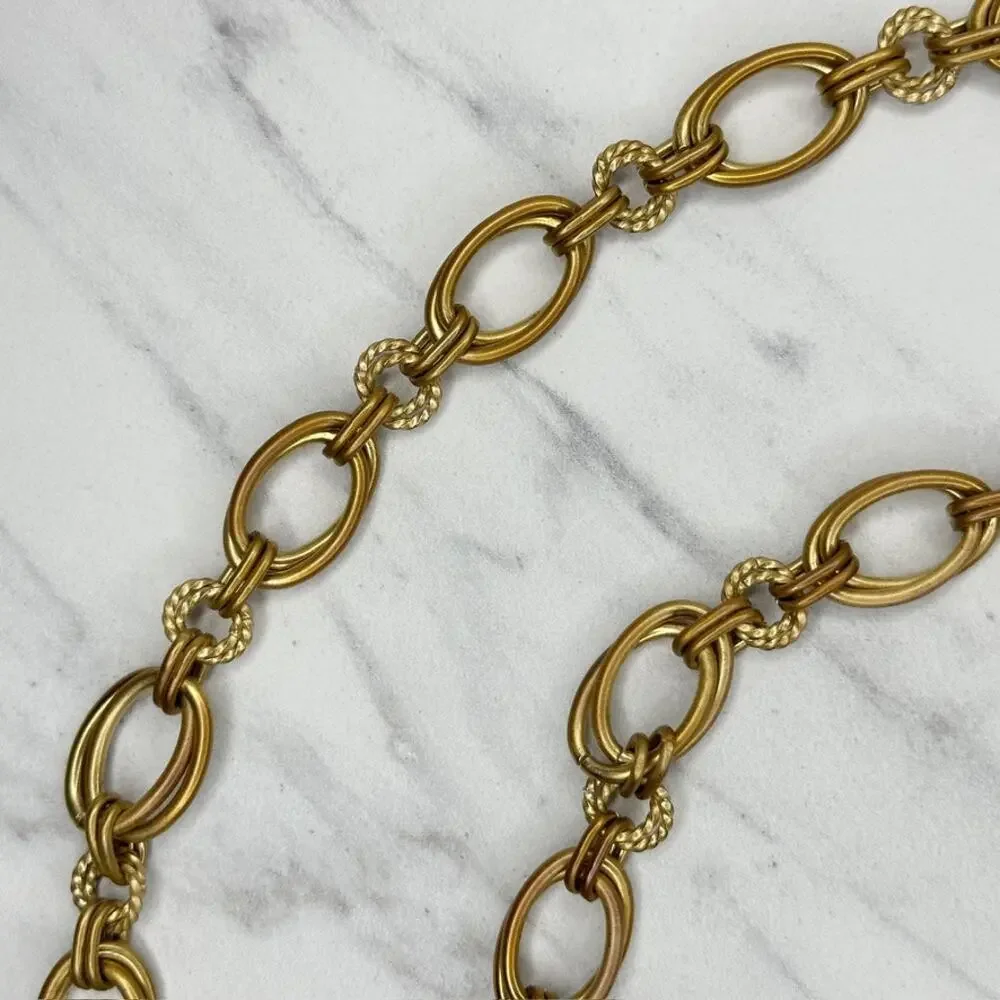 Vintage Gold Oval Link Chain Belt Drop Charm OS ✨